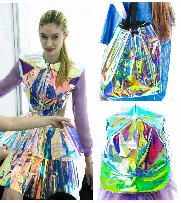 Holographic Tranparent TPU Fabric for Fashion Designer PVC Novelty Fabric for Bags Raincoat Craft Sewing Fabric 140X50cm
