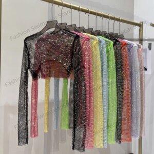 Women's Diamond Long Sleeve Top - Sexy Slim Nightclub Hot Drill Tee