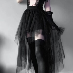 Women's High-Waisted Mesh Skirt - Irregular Net Yarn Gothic Mini Skirt