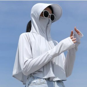 Women's Ice Silk Sun Hoodie - UV Protection Long Sleeve Summer Jacket