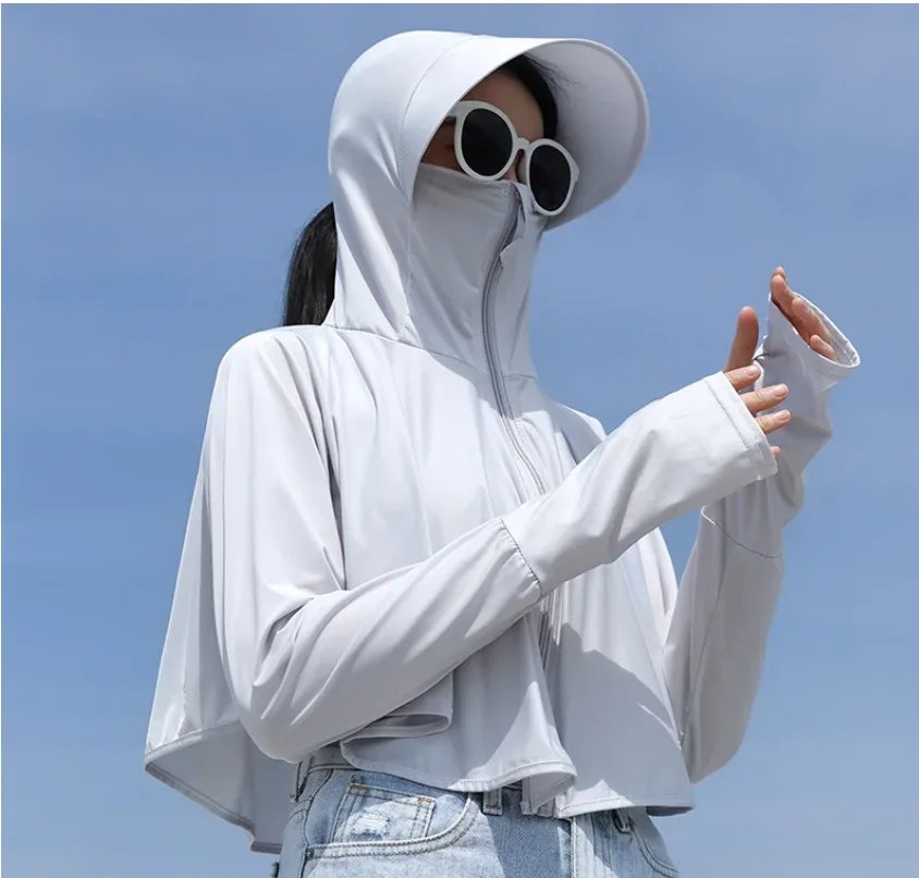 Women's Ice Silk Sun Hoodie - UV Protection Long Sleeve Summer Jacket