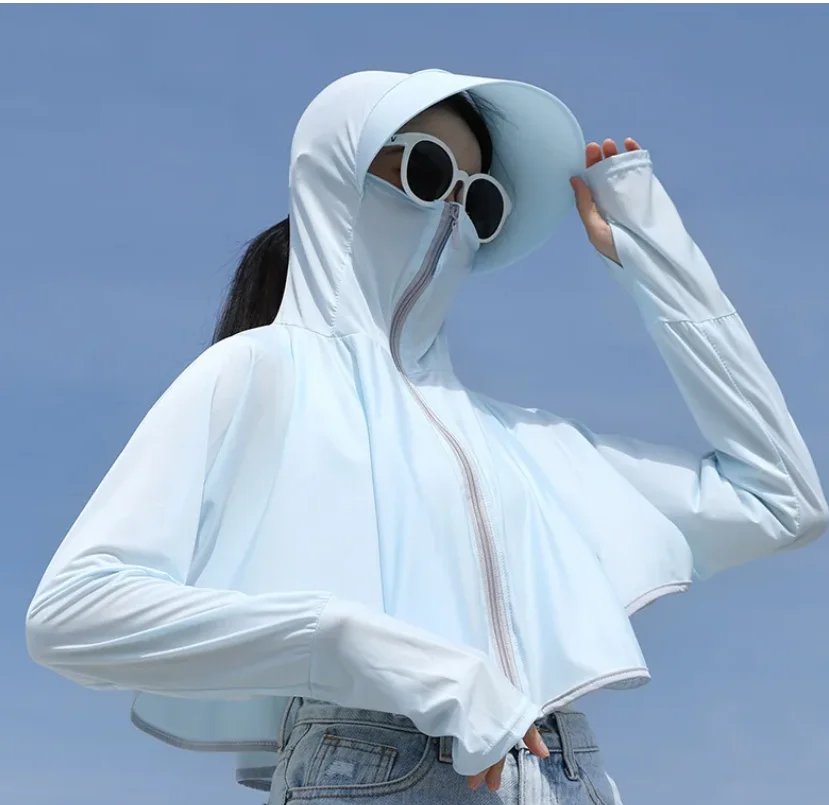 Women's Ice Silk Sun Hoodie - UV Protection Long Sleeve Summer Jacket
