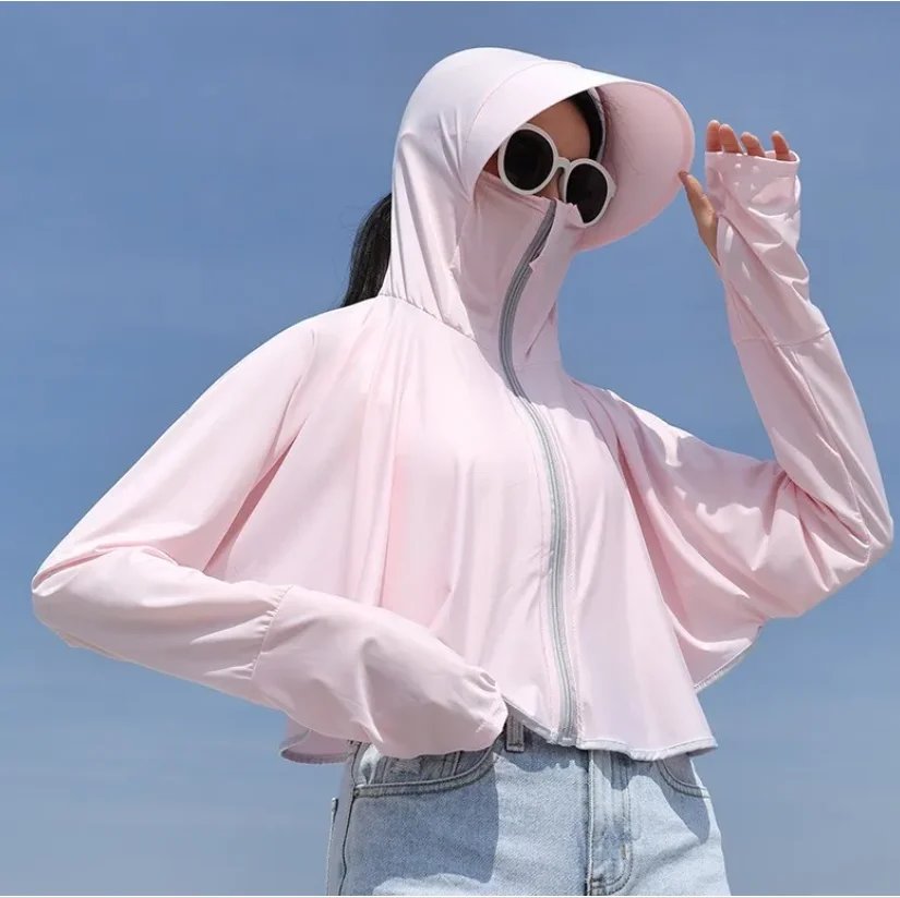 Women's Ice Silk Sun Hoodie - UV Protection Long Sleeve Summer Jacket