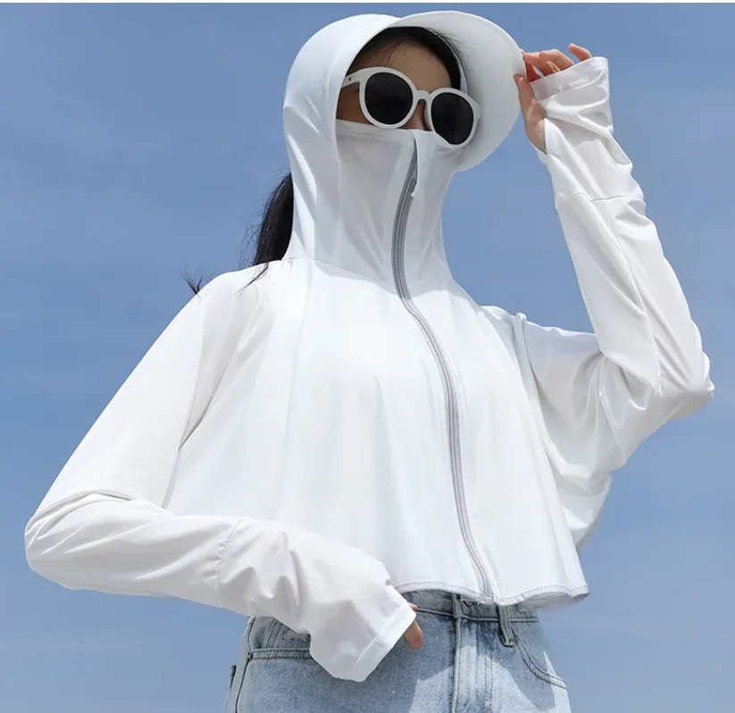 Women's Ice Silk Sun Hoodie - UV Protection Long Sleeve Summer Jacket