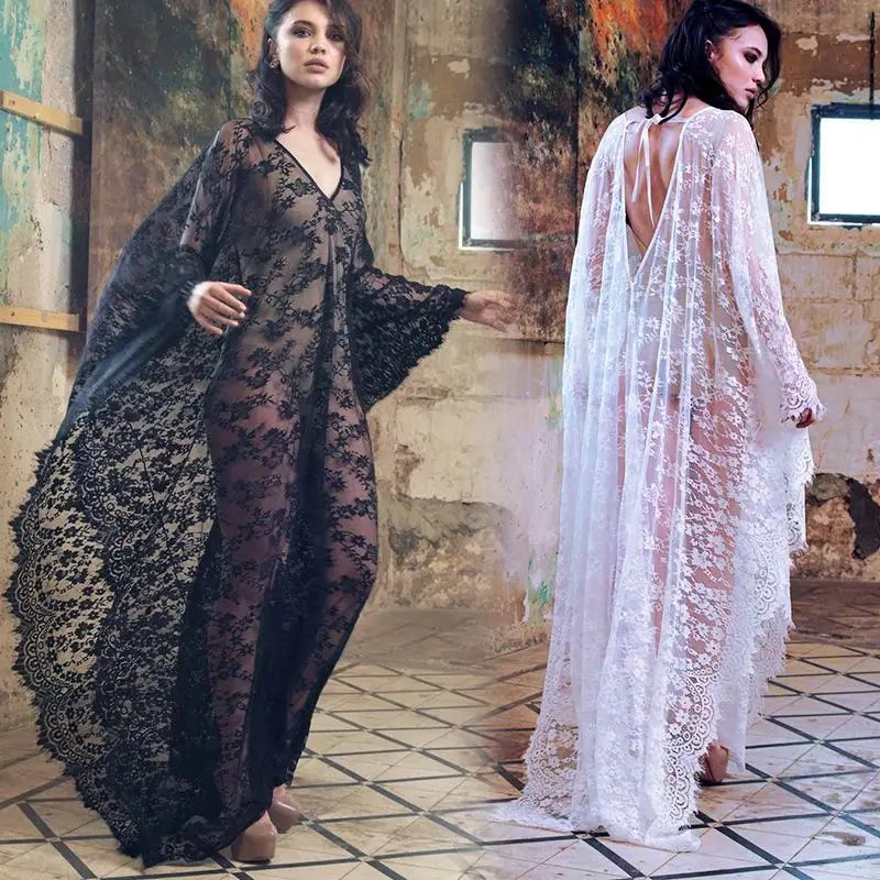 Women's Lace Beach Cover-Up Robe - Bikini Pareo Swimsuit Coverup