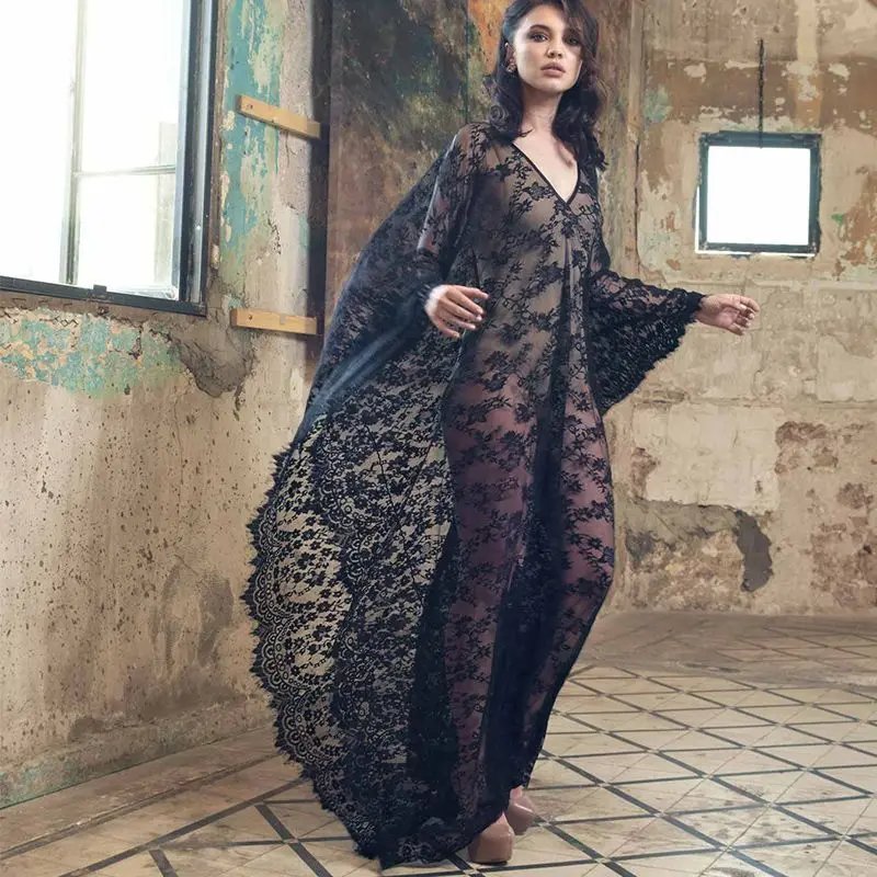 Women's Lace Beach Cover-Up Robe - Bikini Pareo Swimsuit Coverup