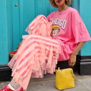 Women's Mesh Ruffle Pants - Striped Y2K Vintage Streetwear Trousers