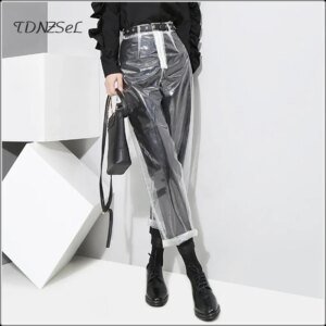 Women's PVC Transparent Pants - See-Through Capri Trousers