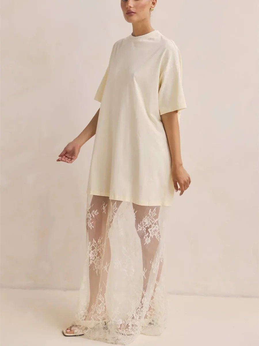 Women's Sheer Lace Maxi Slip Dress - Long Lingerie Babydoll Sleepwear