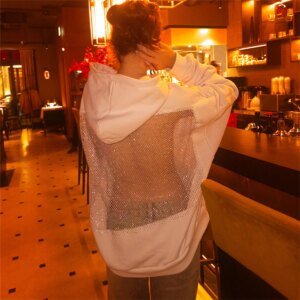 Women's Translucent Mesh Hoodie - Y2K Hollow Pullover Sweatshirt