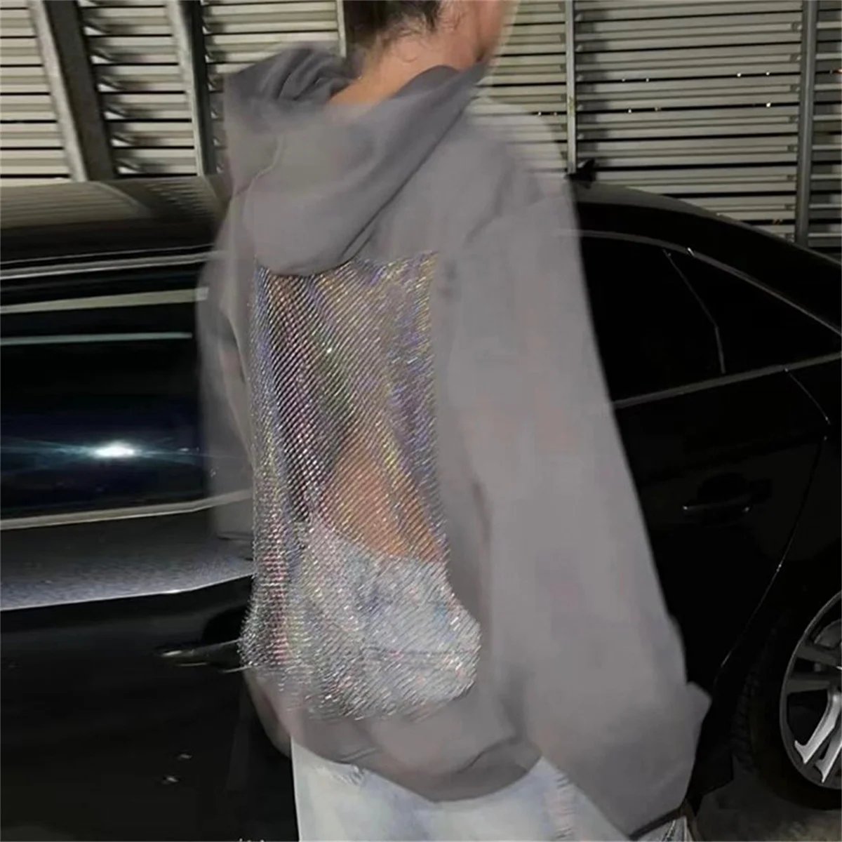 Women's Translucent Mesh Hoodie - Y2K Hollow Pullover Sweatshirt
