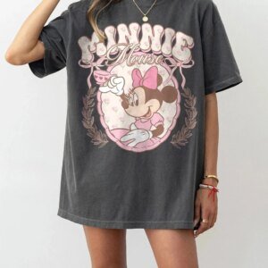Women's Vintage Minnie Mouse Tee - Pink Disneyland Birthday Shirt